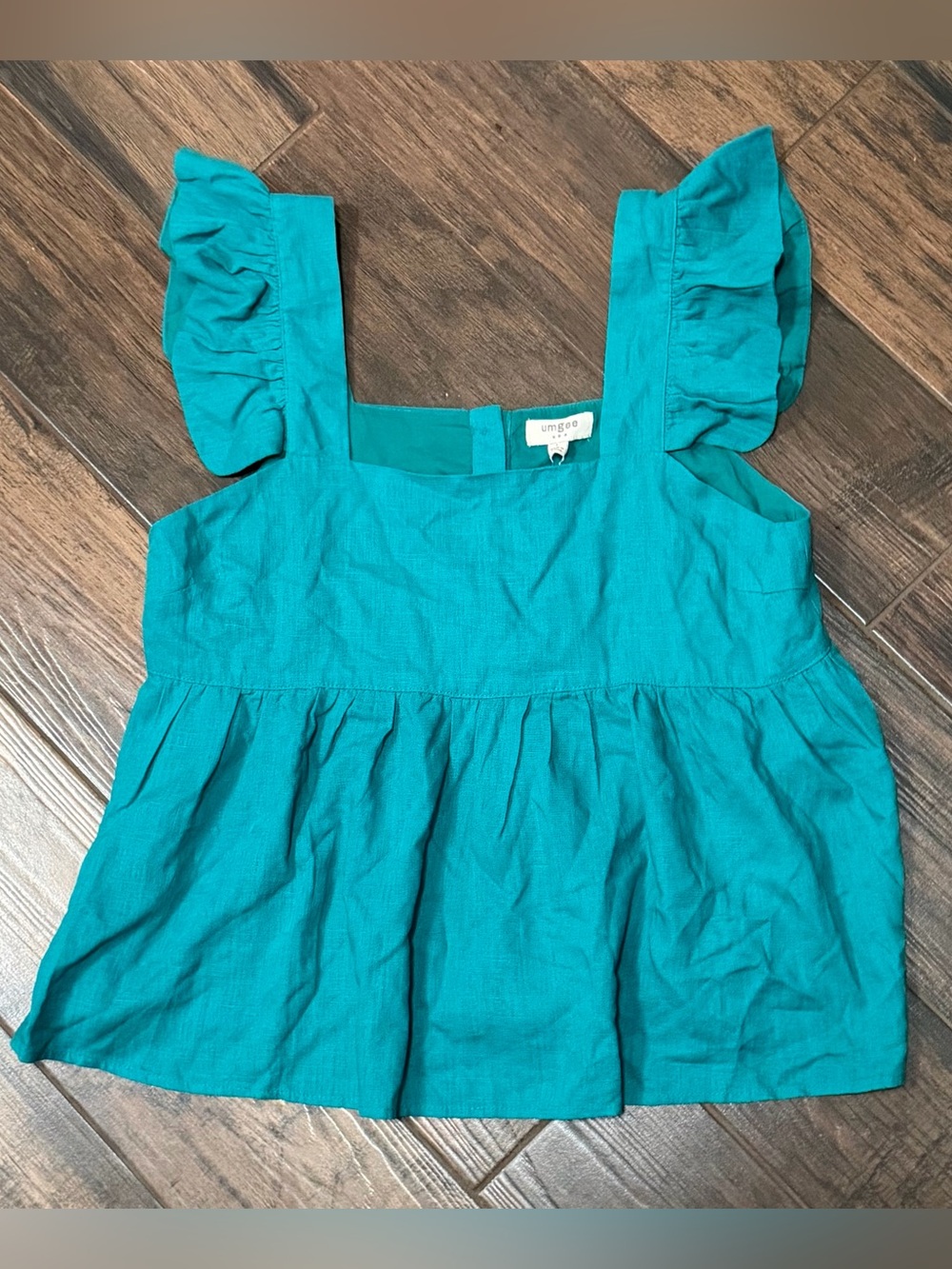 Umgee Linen Ruffle Strap Top Sz L NWT